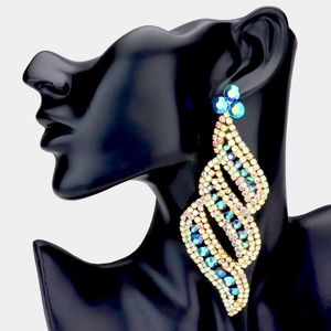 Blue and Clear Swarovski Crystals Pageant Earrings